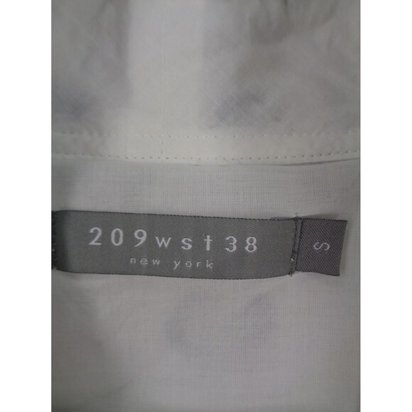 209 WST 38 Linen White Blue Polka Dot Tie Neck Sleeveless Button Dress Sz Small - Picture 11 of 12